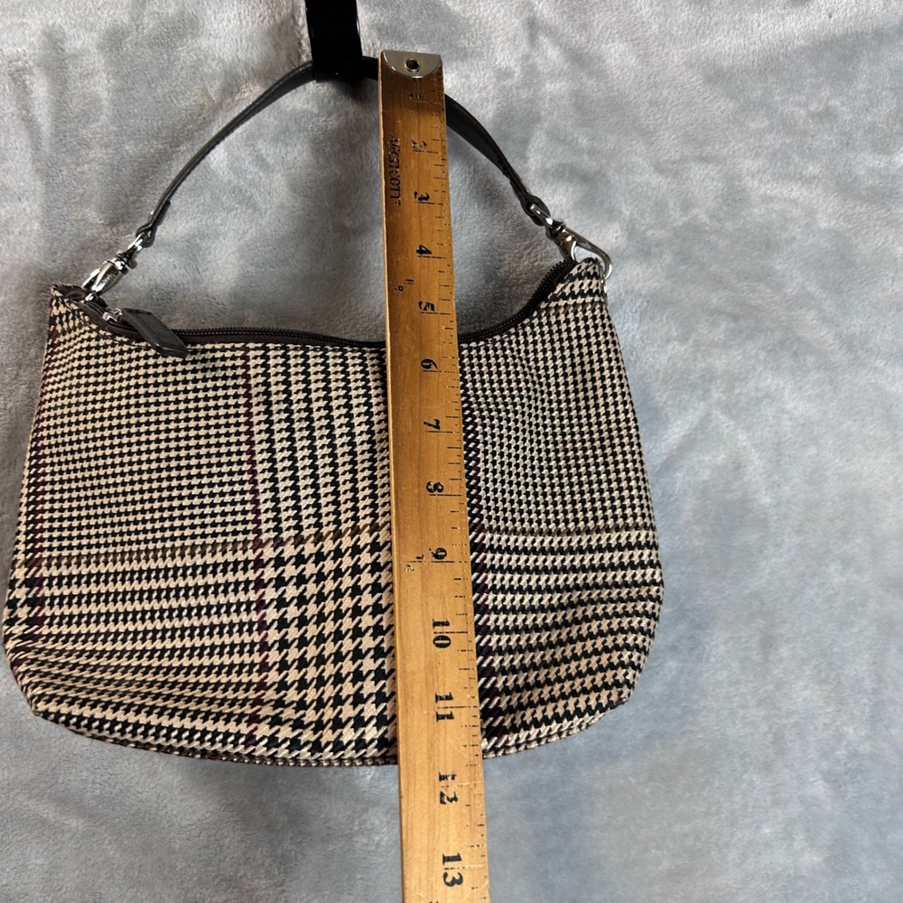 Lauren Ralph Lauren Y2K Houndstooth Hobo Shoulder Bag Tan Black Burgundy - Picture 10 of 10